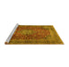 Sideview of Machine Washable Medallion Yellow Traditional Rug, wshtr2266yw