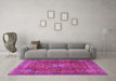 Machine Washable Medallion Pink Traditional Rug in a Living Room, wshtr2266pnk