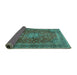 Sideview of Medallion Turquoise Traditional Rug, tr2266turq