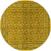 Round Persian Yellow Traditional Rug, tr2267yw