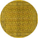 Round Machine Washable Persian Yellow Traditional Rug, wshtr2267yw