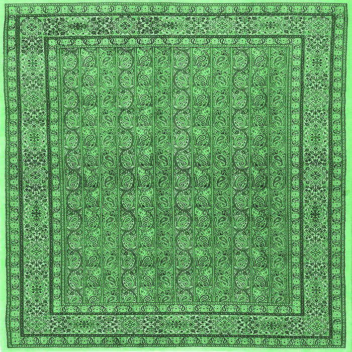 Square Persian Emerald Green Traditional Rug, tr2267emgrn
