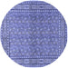 Round Machine Washable Persian Blue Traditional Rug, wshtr2267blu