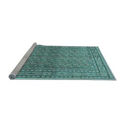 Sideview of Machine Washable Persian Light Blue Traditional Rug, wshtr2267lblu