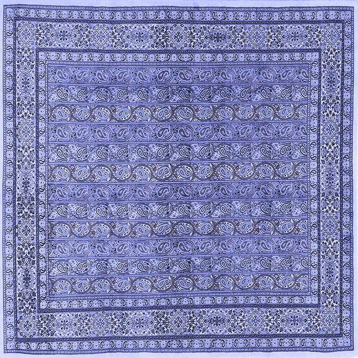 Square Machine Washable Persian Blue Traditional Rug, wshtr2267blu