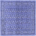 Square Machine Washable Persian Blue Traditional Rug, wshtr2267blu