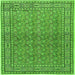 Round Machine Washable Persian Green Traditional Area Rugs, wshtr2267grn