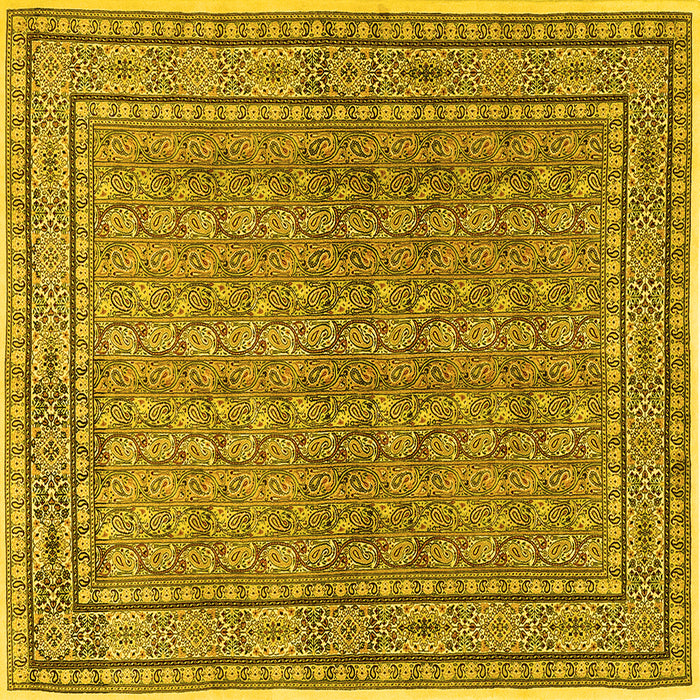 Square Machine Washable Persian Yellow Traditional Rug, wshtr2267yw