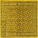 Square Machine Washable Persian Yellow Traditional Rug, wshtr2267yw