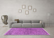 Machine Washable Persian Purple Traditional Area Rugs in a Living Room, wshtr2267pur