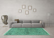 Machine Washable Persian Turquoise Traditional Area Rugs in a Living Room,, wshtr2267turq