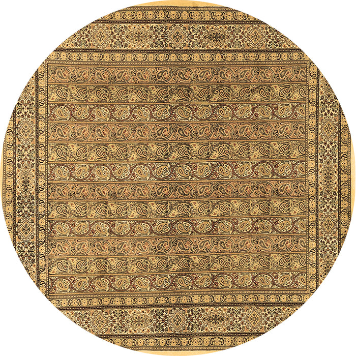 Round Machine Washable Persian Brown Traditional Rug, wshtr2267brn
