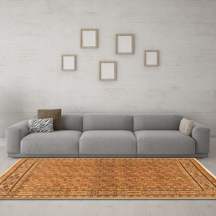Machine Washable Persian Orange Traditional Area Rugs in a Living Room, wshtr2267org