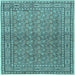 Square Machine Washable Persian Light Blue Traditional Rug, wshtr2267lblu