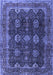 Machine Washable Persian Blue Traditional Rug, wshtr2268blu