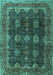 Machine Washable Persian Turquoise Traditional Area Rugs, wshtr2268turq