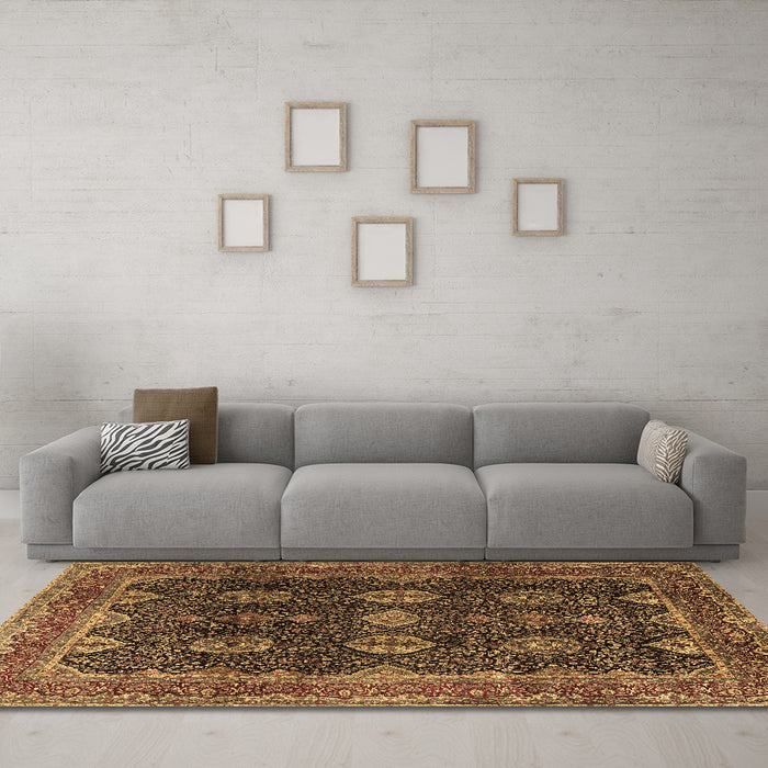 Machine Washable Persian Brown Traditional Rug in a Living Room,, wshtr2268brn