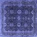 Square Machine Washable Persian Blue Traditional Rug, wshtr2268blu