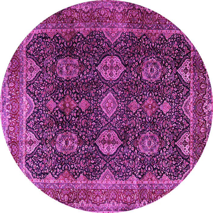 Round Machine Washable Persian Pink Traditional Rug, wshtr2268pnk