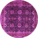 Round Machine Washable Persian Pink Traditional Rug, wshtr2268pnk