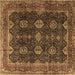 Square Machine Washable Persian Brown Traditional Rug, wshtr2268brn