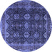 Round Machine Washable Persian Blue Traditional Rug, wshtr2268blu