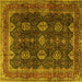 Square Machine Washable Persian Yellow Traditional Rug, wshtr2268yw