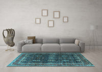 Machine Washable Persian Light Blue Traditional Rug, wshtr2268lblu