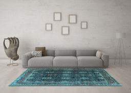 Machine Washable Persian Light Blue Traditional Rug in a Living Room, wshtr2268lblu
