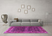 Machine Washable Persian Pink Traditional Rug in a Living Room, wshtr2268pnk