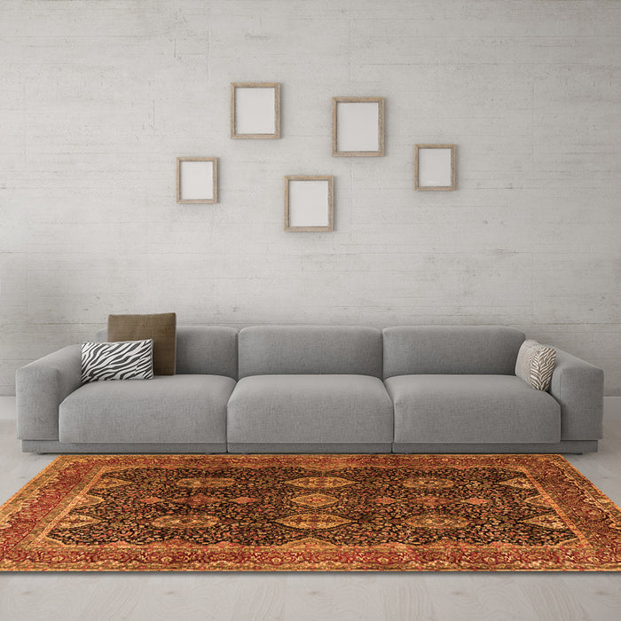 Machine Washable Persian Orange Traditional Area Rugs in a Living Room, wshtr2268org
