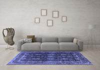 Machine Washable Persian Blue Traditional Rug, wshtr2268blu