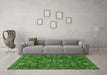 Machine Washable Persian Green Traditional Area Rugs in a Living Room,, wshtr2269grn