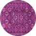 Round Machine Washable Persian Pink Traditional Rug, wshtr2269pnk