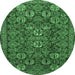 Round Persian Emerald Green Traditional Rug, tr2269emgrn