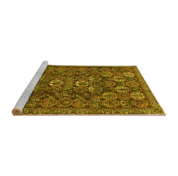 Sideview of Machine Washable Persian Yellow Traditional Rug, wshtr2269yw