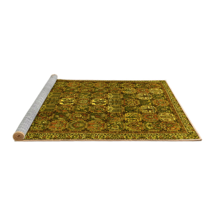Sideview of Machine Washable Persian Yellow Traditional Rug, wshtr2269yw