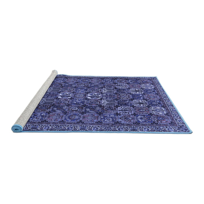 Sideview of Machine Washable Persian Blue Traditional Rug, wshtr2269blu