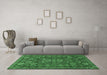 Machine Washable Persian Emerald Green Traditional Area Rugs in a Living Room,, wshtr2269emgrn