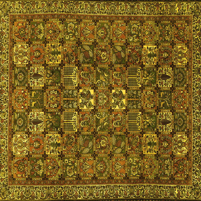 Square Machine Washable Persian Yellow Traditional Rug, wshtr2269yw