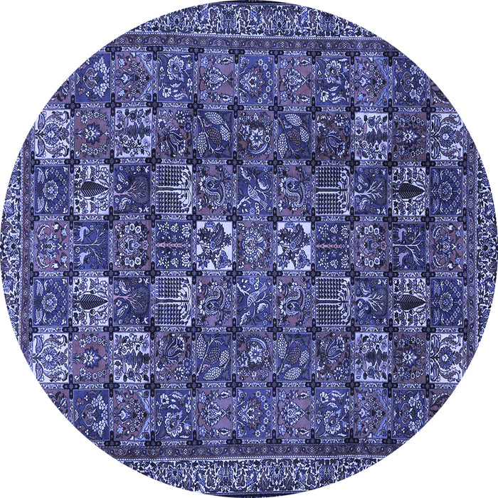 Round Machine Washable Persian Blue Traditional Rug, wshtr2269blu