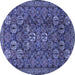 Round Machine Washable Persian Blue Traditional Rug, wshtr2269blu