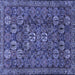 Square Machine Washable Persian Blue Traditional Rug, wshtr2269blu