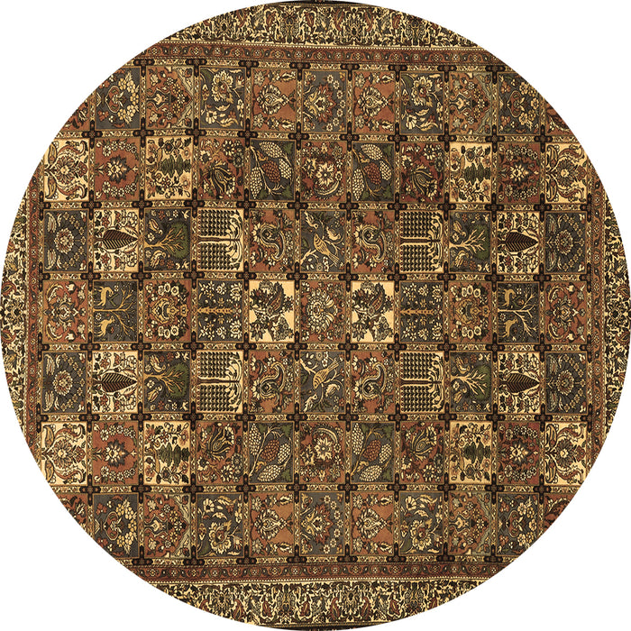 Round Persian Brown Traditional Rug, tr2269brn