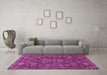 Machine Washable Persian Pink Traditional Rug in a Living Room, wshtr2269pnk