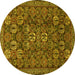 Round Machine Washable Persian Yellow Traditional Rug, wshtr2269yw