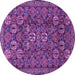 Round Machine Washable Persian Purple Traditional Area Rugs, wshtr2269pur