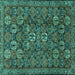 Square Machine Washable Persian Turquoise Traditional Area Rugs, wshtr2269turq