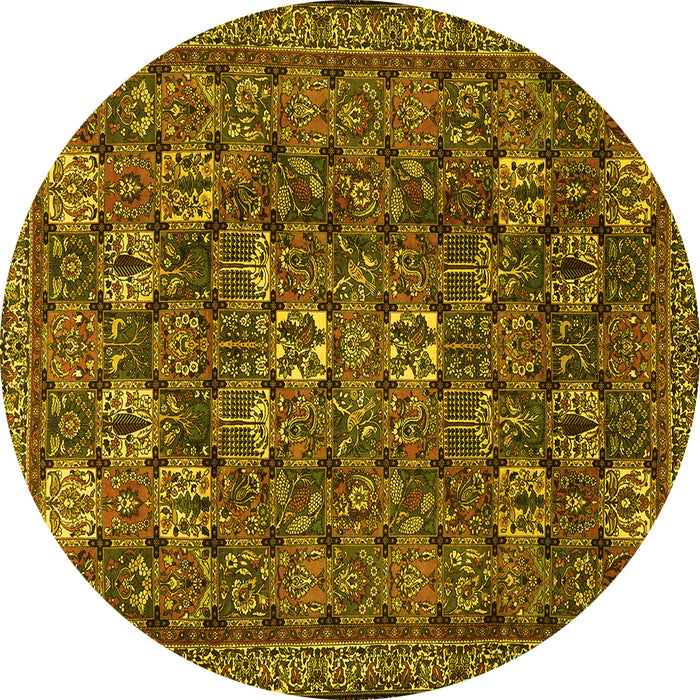 Round Persian Yellow Traditional Rug, tr2269yw