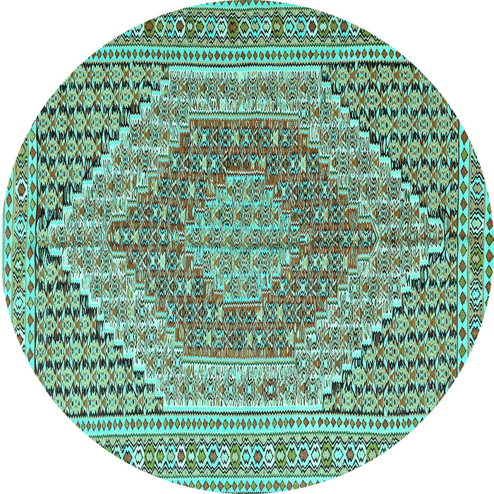 Round Persian Turquoise Traditional Rug, tr226turq